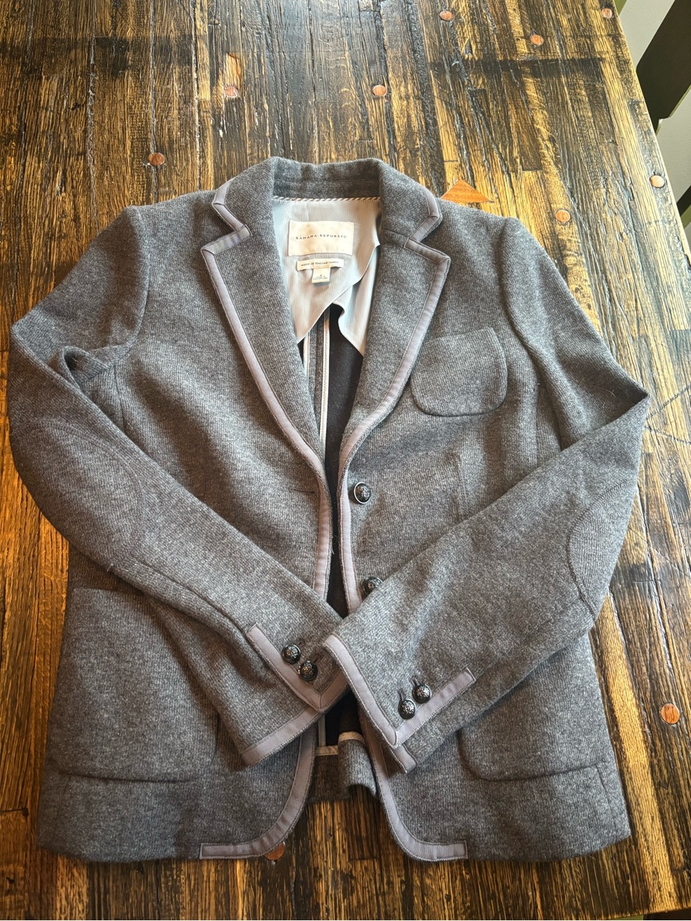 Banana Republic Gray Tailored Blazer with Trim